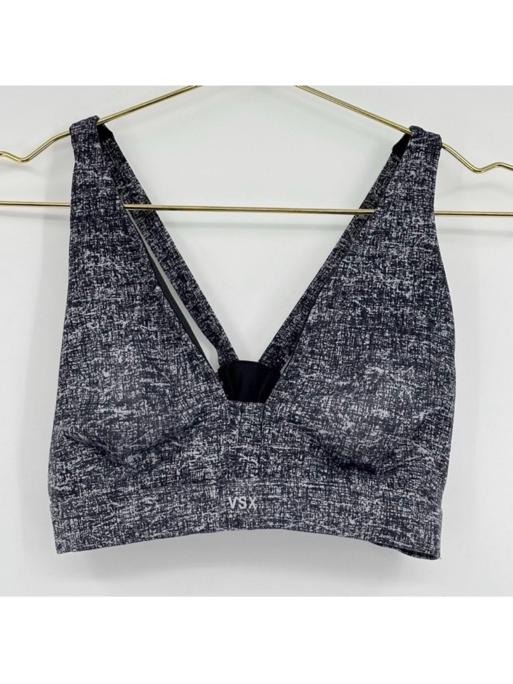VSX Sport Victoria’s Secret Black & Gray Strappy Back Lined Sports Bra Small
